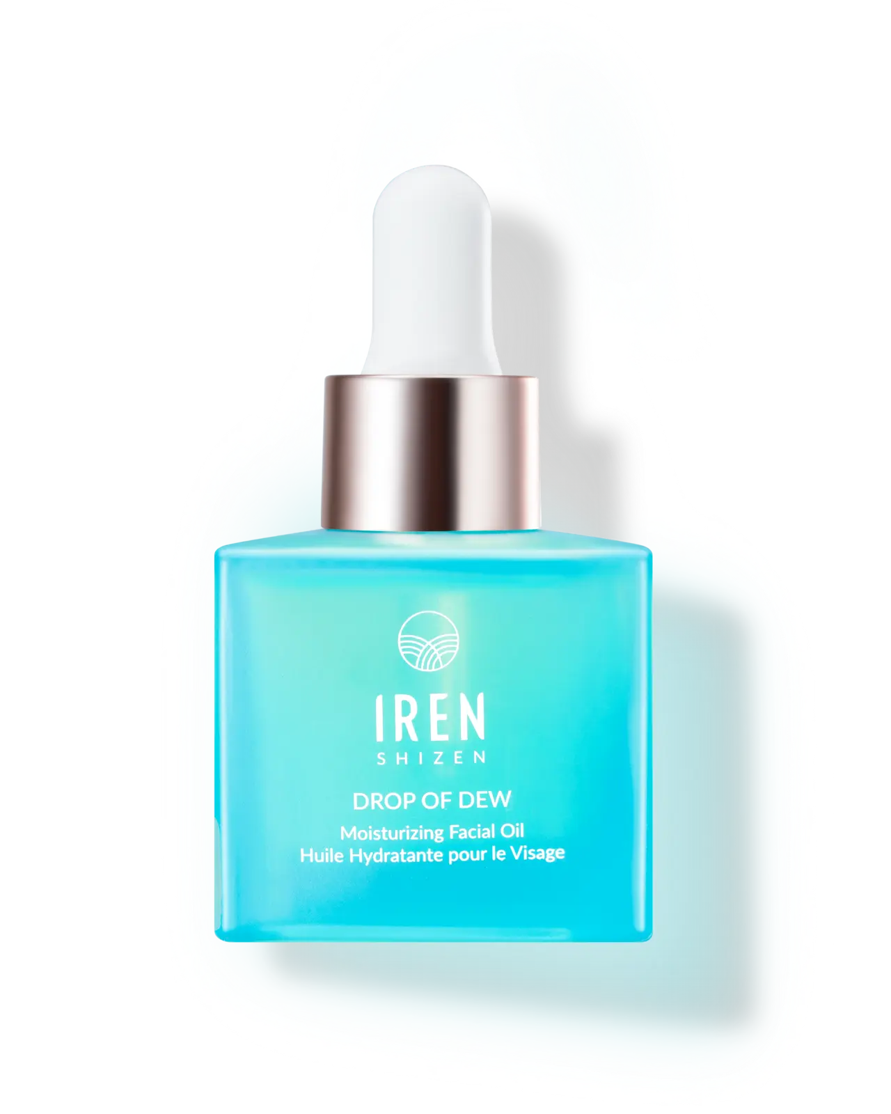 A bottle of customised skincare, DROP OF DEW Moisturizing Facial Oil by IREN Shizen.