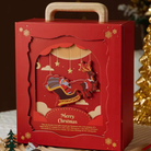 The FOR SPECIAL ONES Xmas Santa Claus Gift Box by IREN Shizen is a Christmas-themed gift box with a wooden handle, showcasing a cutout design of Santa in a sleigh pulled by reindeer, and displays the text "Merry Christmas" on the front.