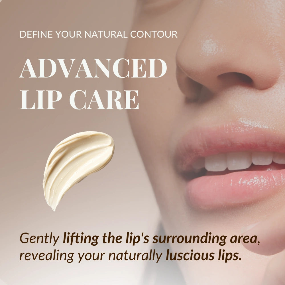 Close-up of lips with text highlighting IREN Shizen’s TIMELESS ELIXIR Multi-Lift Eye and Lip Cream for advanced lip care, anti-aging benefits, and a lifting effect around lips—revealing luscious results. Cream jar pictured.
#show-lang-en #all-groups