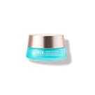 A blue jar of IREN Shizen FREEZE THE YOUTH Hydra Firming Cream with a rose gold lid is displayed on a plain white background.