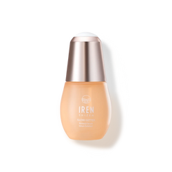 A bottle of GLOW-GETTER Renewal Serum by IREN Shizen, a Japanese skincare brand, on a white background.