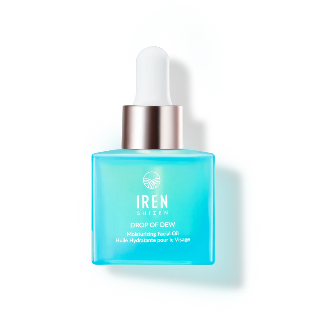 A bottle of IREN Shizen SAMPLE serum, customized for deep sea skincare.